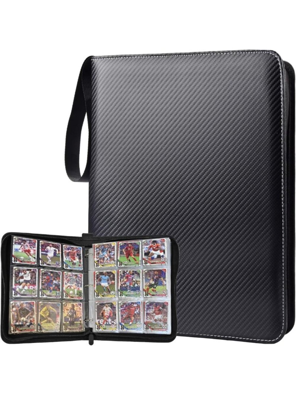 Portable 9-Pocket Card Binder for 1080 Cards, Double-Sided Sleeves, Sports